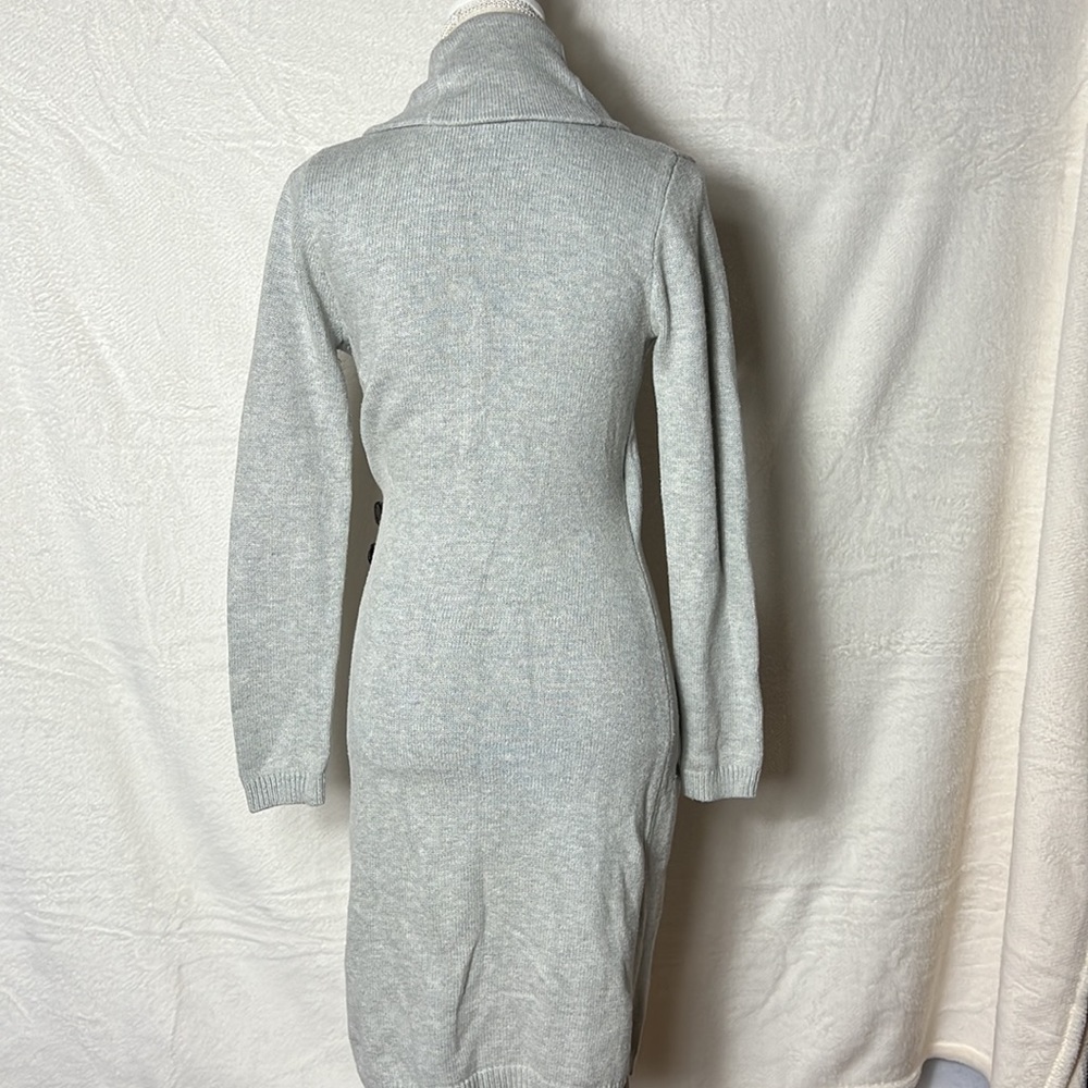 Ralph Lauren Women’s Cardigan Long-Sleeve Buckle Wrap Dress Small Light Gray - Picture 5 of 6